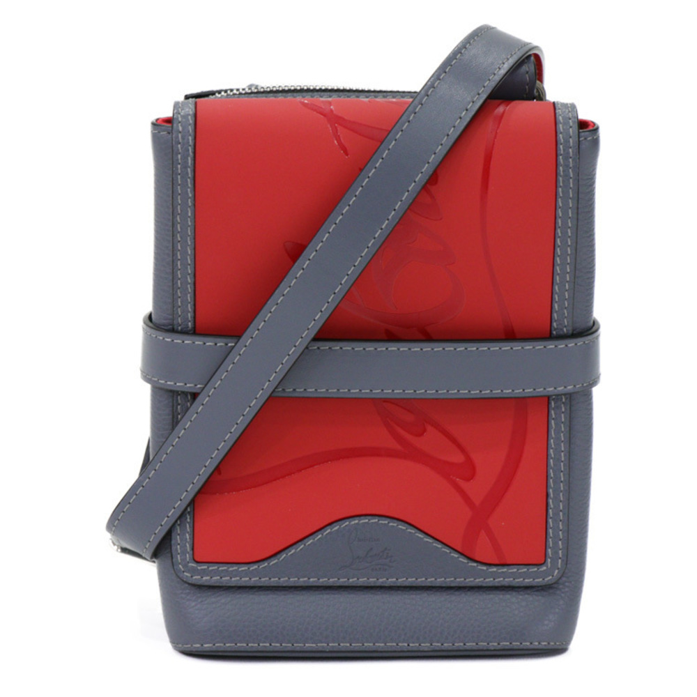 Christian Louboutin Shoulder Bag Leather Red Gray